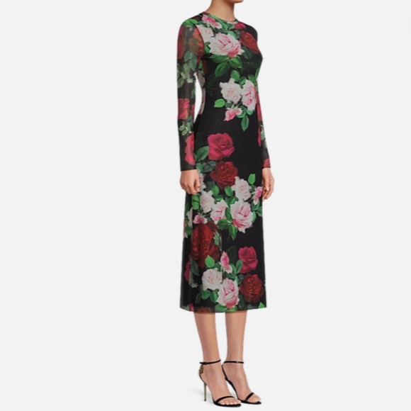 Jade Johnny Was Lolia Rose Print Mesh Midi Dress Nwt XS - Picture 3 of 9